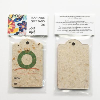 China Europe Christmas Gift Present Set Of 6 Implantable Seed Paper Tags for sale