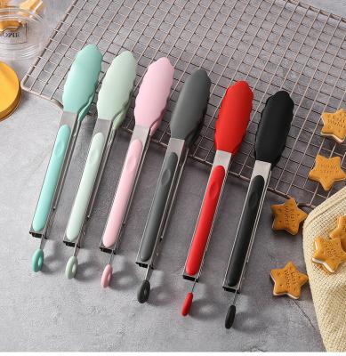 China 2021 Viable Hot Selling Professional Custom Head Silicone Cooking Food Tong Stainless Steel Kitchen Grill Tongs Tongs for sale