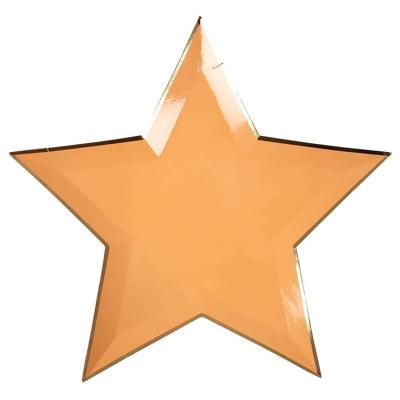 China Waterproof 11 Inch 9 Solid Shiny Color Party Tableware Eco Paper Party Disposable Disposable Dishes 8pcs/bag Orange Star Shaped Dishes for sale