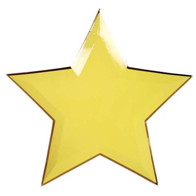 China Waterproof Solid 9 Glossy Color Eco Paper YELLOW Star Shaped Plates Disposable Dishes 11 Inch for sale