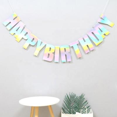 China * 2020 Hot Sale Metallic Aluminum Foil Party Decorations Happy Birthday Party Hanging Banner for sale