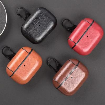 China Lightweight Leather Case For Airpods Pro Cover Device With Buckle For Airpods Pro Earphone Cover Carrying Case for sale