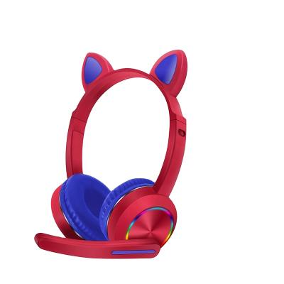 China Cute Headband Cat Ear 3.5mm Gaming Headset Cable Earphone With Microphone Volume Control LED Lighting AKZ-020 for sale