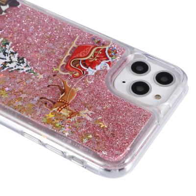 China Anti-fall New Arrival Christmas Gift Bling Liquid Sand Cover Shockproof Mobile Phone Case For Iphone Amazon Hit for sale