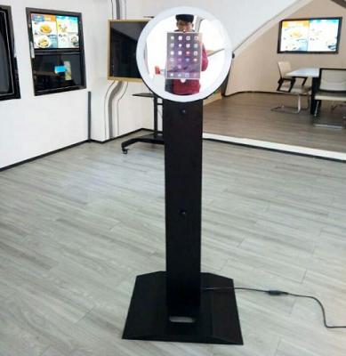 China Social event floor standing ipad photo booth white led light photo booth cheap round head photo booth for sale