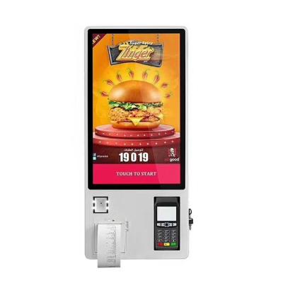 China Multifunctional 21 24 27 touch computer restaurant 32 inch POS fast food self service cashless order checkout terminal payment kiosk machine for sale