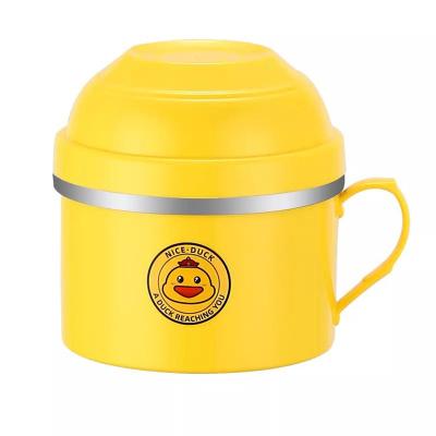 China Viable Portable Student Viable Office Worker Duck Bowl Gift Yellow Duck Double Layer Duck Bowl 304 Stainless Steel Instant Noodles for sale