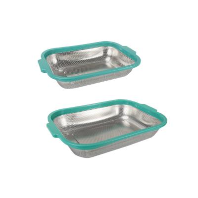 China Freshness Preservation Stainless Steel Colander Bowl Kitchen Dish Drain Basket for sale