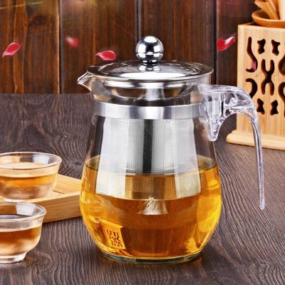 China Viable Chinese Hot Sale Teapot Borosilicate Glass with 304 Stainless Steel Infuser Blooming Tea Tea Set Maker and Set for sale