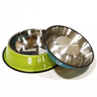 China Sustainable Wholesale Insulated Dog Bowl Stainless Steel Pet Bowls Food Feeder Coat Metal Bowls For Dog for sale