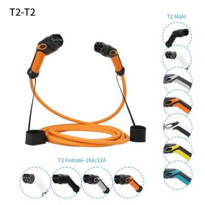 China Electric Vehicle Charging TUV Cable 2 Ports 16A 11KW Easy Fast Three Phase Type - Fast Cable 2 Station Ev Charger Cable For New Energy Vehicle for sale