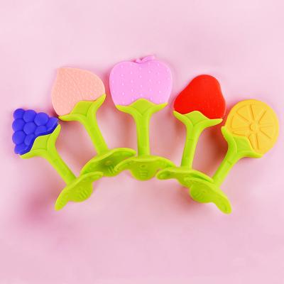 China Antibacterial Baby Teething Products Massaging Stick Strawberry Fruit Molar Chew Toys Babies Accessories Silicone Teething for sale