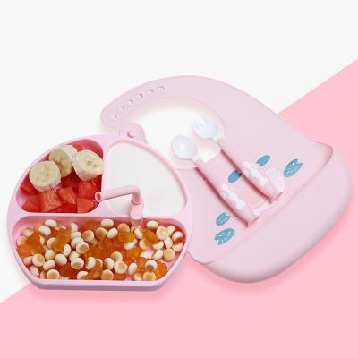 China 100% Cute Baby Silicone Dinnerware Kids Eco-Friendly/Non-Toxic/Easy To Eat Dishes Food Bowl Anti-Drop Tableware All-In-One Study for sale