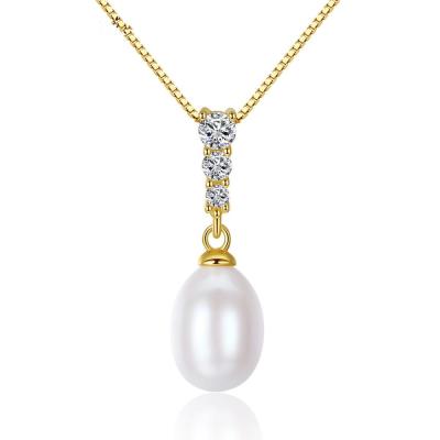 China 2019 Fashion TRENDY 18k Gold Necklace 925 Sterling Silver Freshwater Pearl Necklace for sale