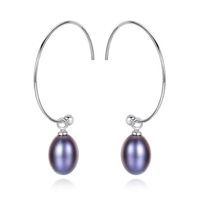 China TRENDY 925 sterling silver circle earrings ladies personality simple pearl earrings custom made simple pendants jewelry long earrings for sale