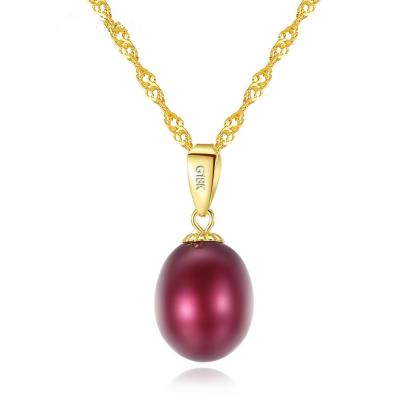 China Fashionable Lady's Wholesale 18k Gold Pendant Necklace Simple Jewelry Simple Freshwater Pearl Necklace for sale