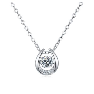 China TRENDY White Gold Plated 925 Sterling Silver 0.5 CT Moissanite Lady Diamond Necklaces for sale