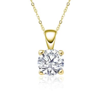 China FASHIONABLE Classic 4 Claw 1carat Diamond Necklace 925 Sterling Silver Moissanite 18k Gold Plated Necklace for sale