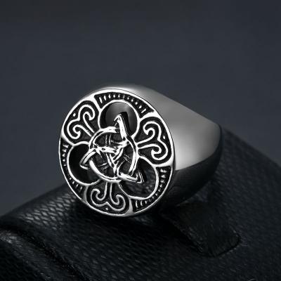 China Radiation& Custom Good Quality Jewelry Stainless Steel Norse Celtic Knot Men's Hops 316 Corrosion Resistance Hip Viking Ring for sale