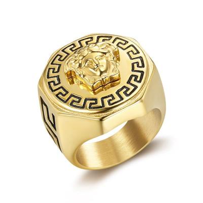 China Hiphop Men's Radiation And Corrosion Resistance Ancient Greek Medusa Ring Stainless Steel Color-Plated Medusa Ring for sale