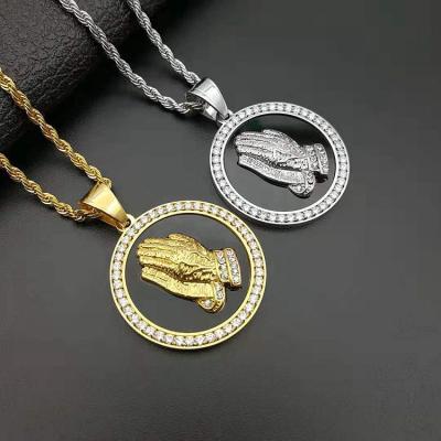 China FASHIONABLE gold stainless micro steelpopular paved men's jewelry zircon hiphop pendant necklace for sale