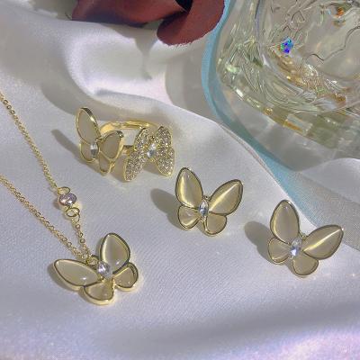 China FASHIONABLE Wholesale 18K Gold Plated Tasty Fashion Butterfly Jewelry Sets Women for sale