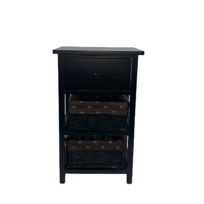 China Adjustable (Height) Newly Designed Bedside Nightstand Storage Wicker Baskets Black Chic Small Cabinets Side Cabinets for sale