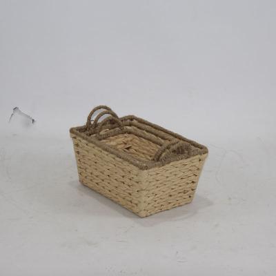 China Newly designed sustainable storage basket, onal multi-functiwoven set of 3 paper baskets, shopping basket for sale