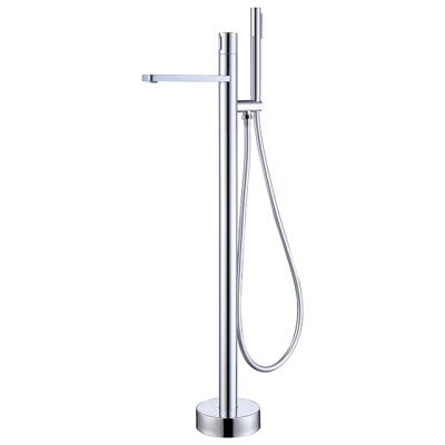 China Brass Floor Stand Faucets Chrome Bathroom Shower Faucet Floor Standing Rotary Switch Tub Faucet With PVC Pipe for sale