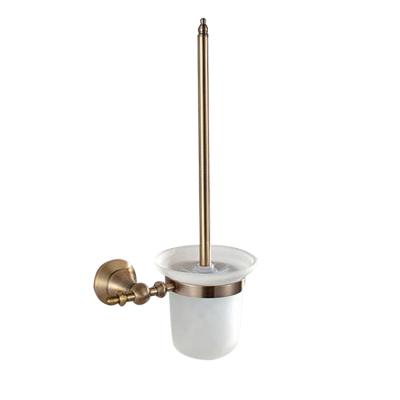 China Bathroom Shower Room Factory Wholesale Wall Mounted Accessories Brass Toilet Brush With Holder Set for sale