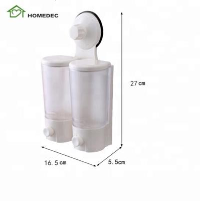 China Double Soap Dispenser Refillable Soap Dispenser Double Hand Soap Dispenser With Sucker for sale