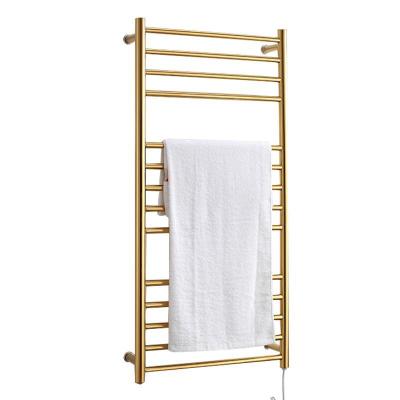 China Heater Modern Bathroom Gold Heated Towel Rail Heated Drying Rack Towel Warmer for sale