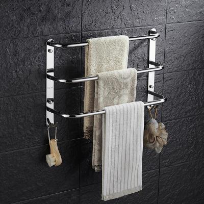 China Heater Bath Towel Bars Matte Black Bathroom 3-Tiers Ladder Towel Rails Wall Mounted Towel Shelves Racks Stainless Steel for sale