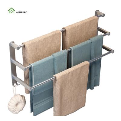 China Fashion Chrome Aluminum Towel Rack Three-Layer Matte Black Towel Rack Bathroom Shelf Rack for sale