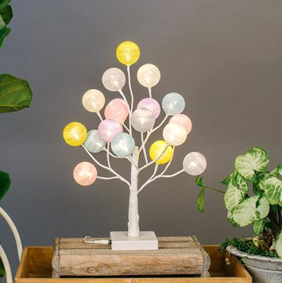 China 45cm INDOOR Christmas twig birch warm white light led cotton ball lights for table decoration for sale