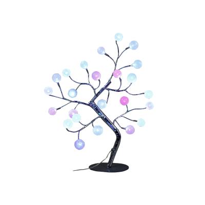 China high quality 45cm rgb ball tree light 45cm 24 led bulb indoor wedding decoration rgb table lamps led circle ball bonsai garland tree light for sale