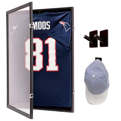 China Modern Stylish Factory Offer Wooden Sports Shadow Box Football Basketball Display Stand Jersey  picture Frame for sale