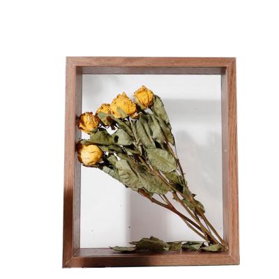 China Modern Stylish Dried Flower Display Stand Decorative Floating Double Sided Glass Shadow Box Picture Frame for sale