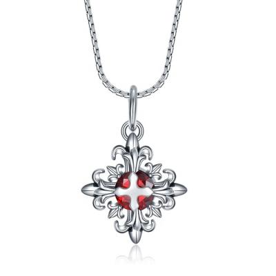 China Hip Hop Cross Jewelry Chain Religious Personalized Crystal Necklace Stainless Steel Religious Men Red Pendant for sale