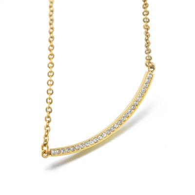 China Newest ZhongWen TRENDY Jewelry Fashion Chunky Necklace 14K 18K Gold Plated Stainless Steel Crystals Bar Necklace Jewelry For Women for sale