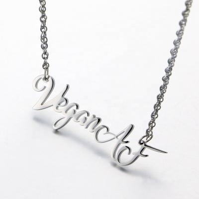 China Zhongwen FASHION Jewelry Personalized Name Necklace Stainless Steel 26 Arabic Letter Angel Number Silver Necklace for sale