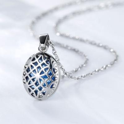 China Wholesale Custom CLASSIC Blue Steel Chain Jewelry Gemstone Necklace Stainless Steel Crystal Pendant Necklaces Jewelry for sale