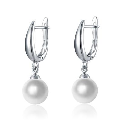 China Trendy Fashion Earrings Trend 2021 Silver Circle Earrings Pearl Halloween Gift 21524 Custom Earrings For Lady for sale