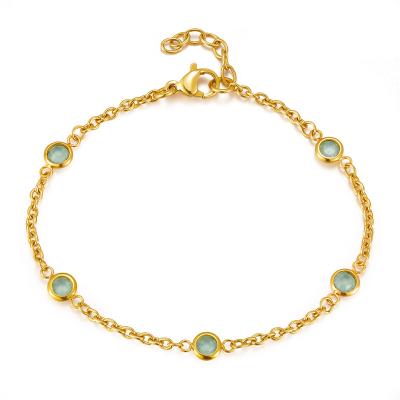 China Fashion ZhongWen Jewelry Classic/Stainless Steel Jewelry Manufacturer Natural Stone 18k Gold Plated Women Bracelet for sale