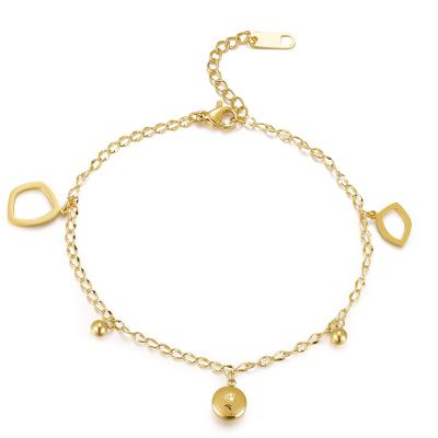 China Fashion ZhongWen Jewelry 18k Gold Plated Female Foot Jewelry Anklet Stainless Steel Anklets for sale