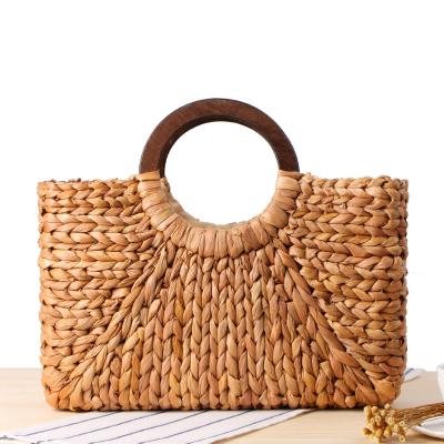 China Handmade Tote Bag Ladies Woven Straw National Fashion Women's Summer Beach Square Bag for sale