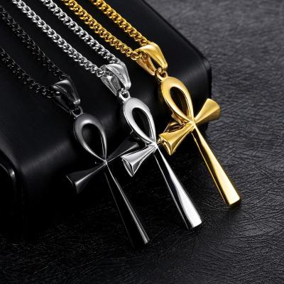 China Religious Tasty Cross Necklace 14k 18k Gold Plated Jewelry Men Women Diamond Cross Necklace Pendant Stainless Steel Cross Necklace for sale