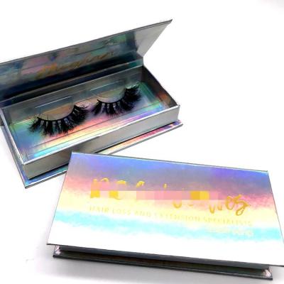 China Hot Selling Recycled Holographic Materials Wicks Packaging Folding Eyelash Boxes Customized With Your Own Brand for sale