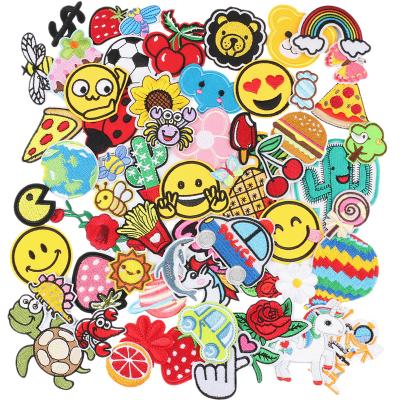 China 3D mixed patch embroidery fabric alphabet letter smiling cartoon emoji PVC patch flower embroidery label sweet chapter for sale