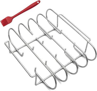 China Easily Cleaned BBQ Rib Rack For Charcoal Grill Holds 4 Ribs Rack For Grilling Roasting Rotisserie BBQ Grilling Tools for sale